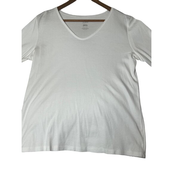 J. Jill Perfect Pima Women's Size L gray Elbow Sleeve V-Neck Top Quality Minima - Picture 2 of 14